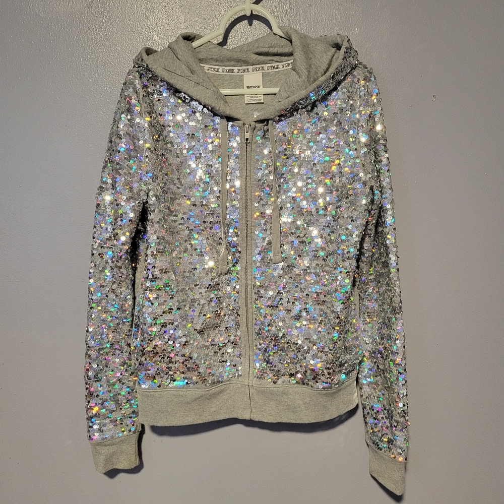Victoria's Secret Pink Fashion Show 2013 Silver Sequin Sweatshirt